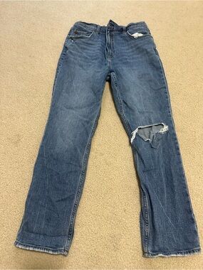 Abercrombie Classic Blue Women's Distressed Straight-Leg Jeans